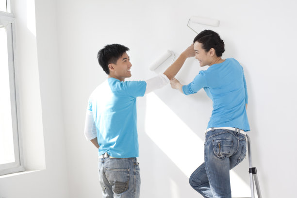 青年夫妇装修爱巢图片下载