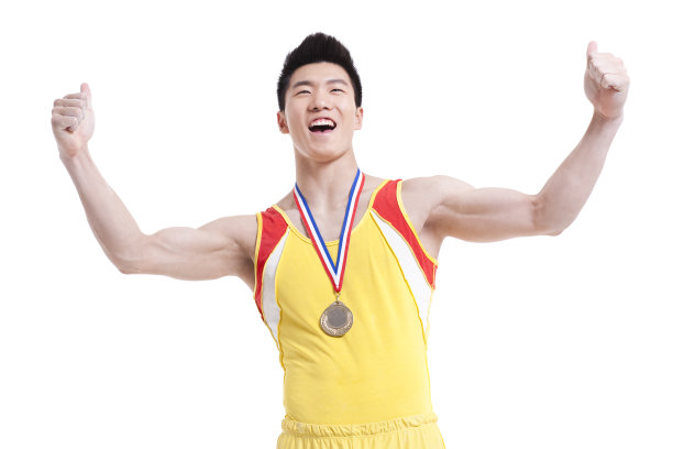 得奖运动员竖起拇指图片下载