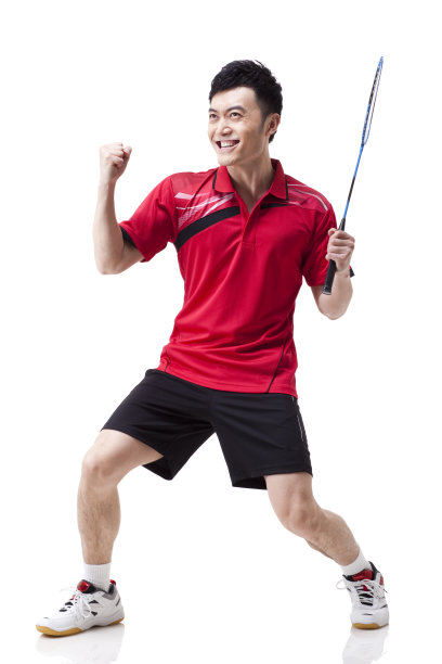 激动的羽毛球运动员振臂庆祝图片下载