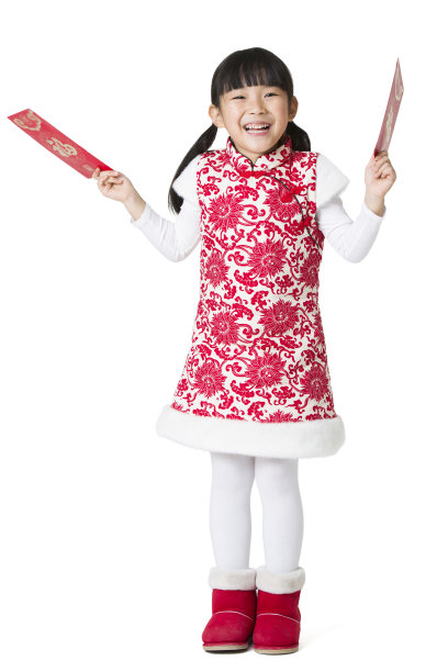 快乐的小女孩拿着红包图片下载