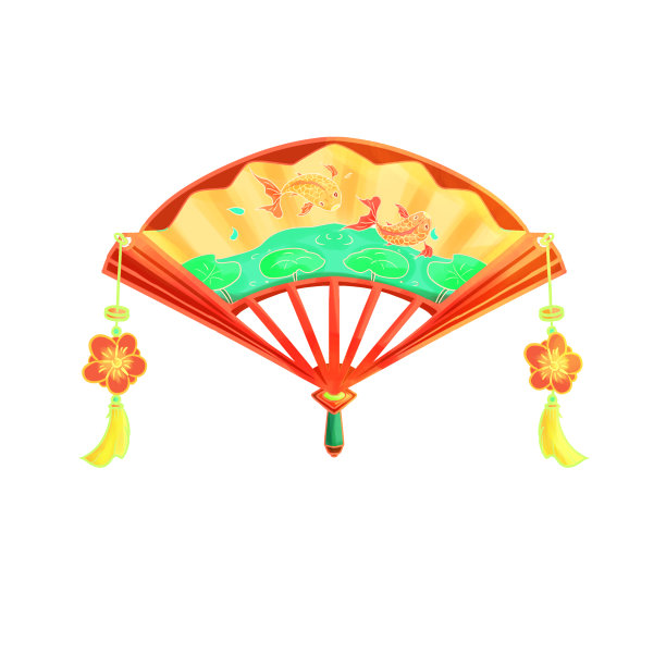 新春过年锦鲤国风扇子图片下载