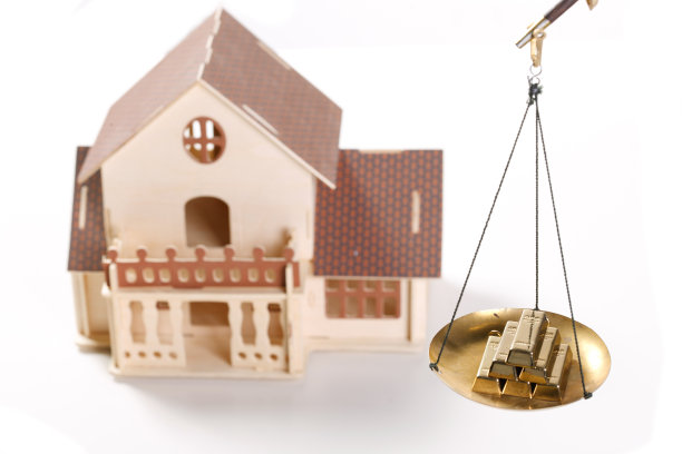 静物房子模型金条图片下载