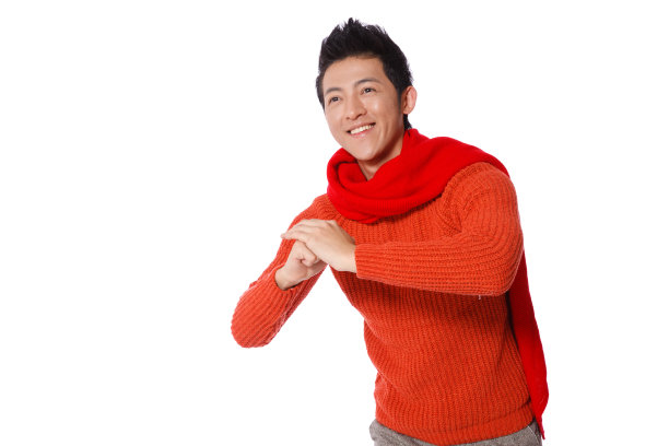 青年男人恭贺新年图片下载