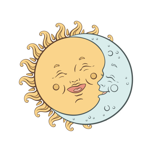 可爱的月亮和太阳图片下载