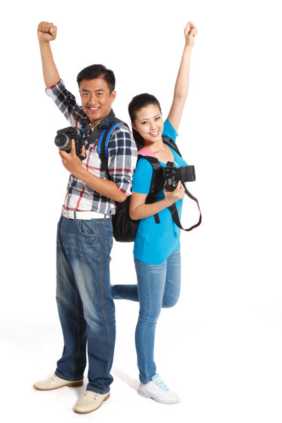 青年夫妇背包旅行图片下载