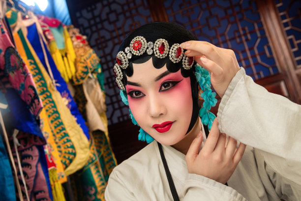 女京剧演员后台化妆图片下载