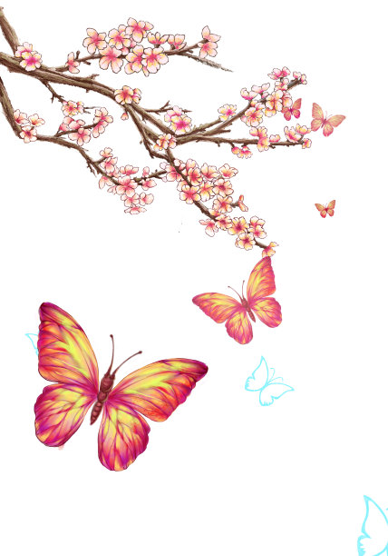 蝴蝶花卉插画图片下载