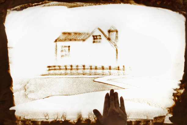 房屋沙画图片下载