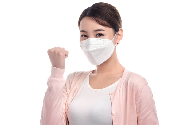 戴口罩的年轻女人肖像图片下载