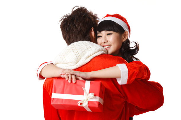 青年情侣圣诞节送礼物图片下载