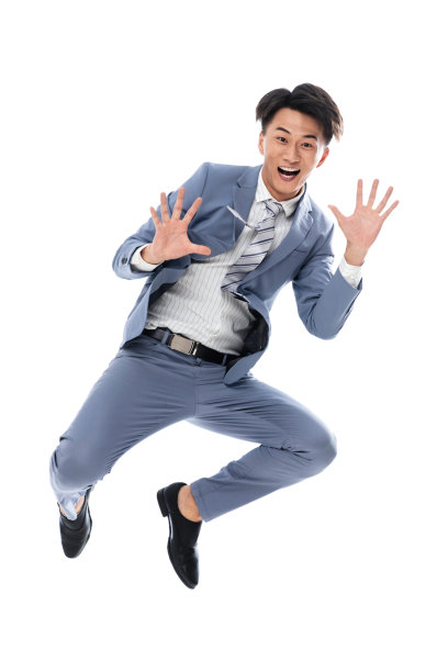 兴奋跳跃的商务男士图片下载