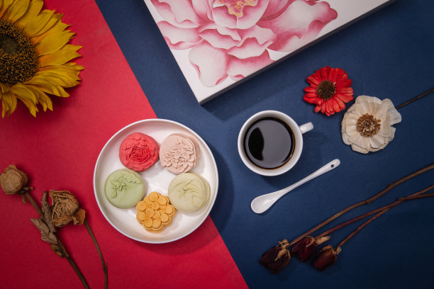 月饼咖啡特写图片下载