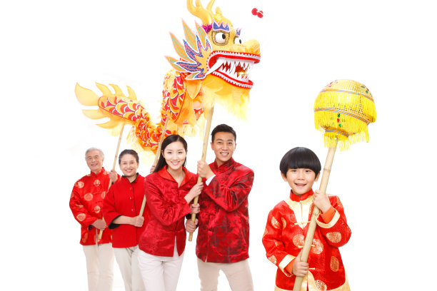 快乐家庭过新年舞龙图片下载