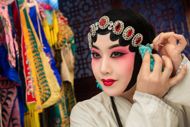 女京剧演员后台化妆图片下载