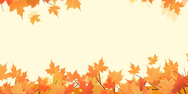 手绘卡通秋季枫叶落叶背景图素材图片