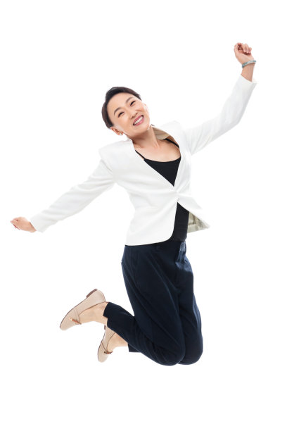 兴奋跳跃的商务女士图片下载