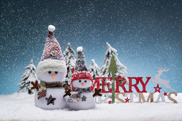 雪中的圣诞雪人图片下载