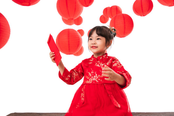 快乐的小女孩拿着红包图片下载