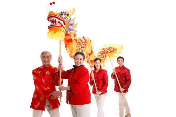 快乐家庭过新年舞龙图片下载
