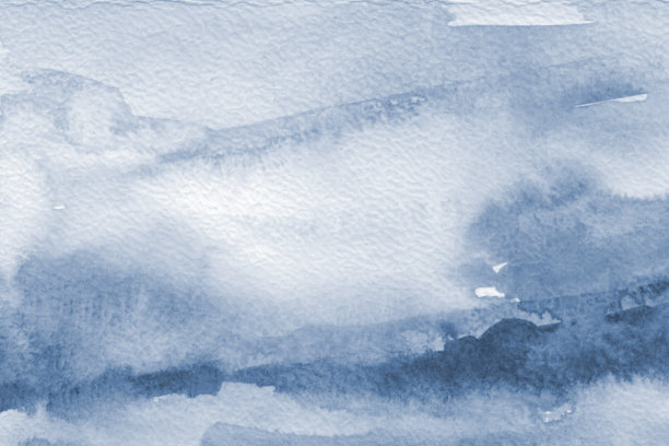 抽象绘画。水彩纹理在蓝型单色蓝色。现代艺术景观。绘制背景，天空，雪，冰的概念图片下载