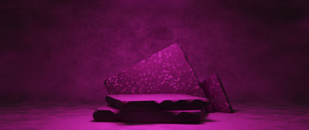 优雅豪华的烟雾氛围平台舞台时尚的暗亮紫色呈现显示背景3D渲染图片下载