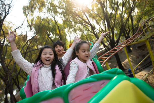 男孩女孩坐过山车图片下载