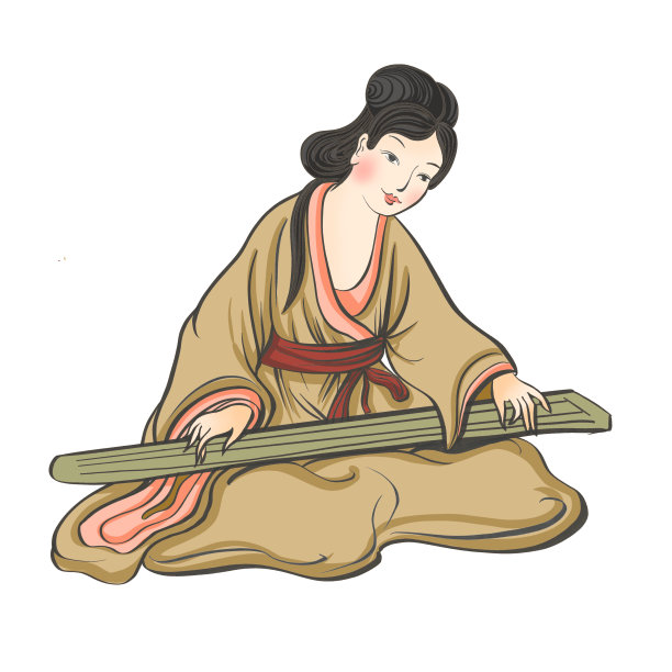 古风美女古人弹古筝的人图片下载