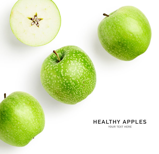 青苹果水果创意布局图片下载