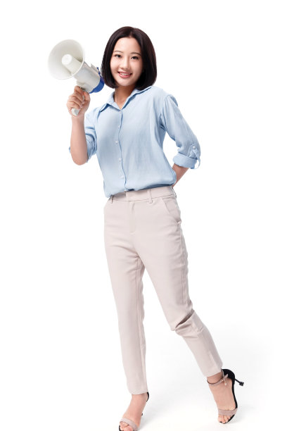 青年女人拿着扩音器图片下载