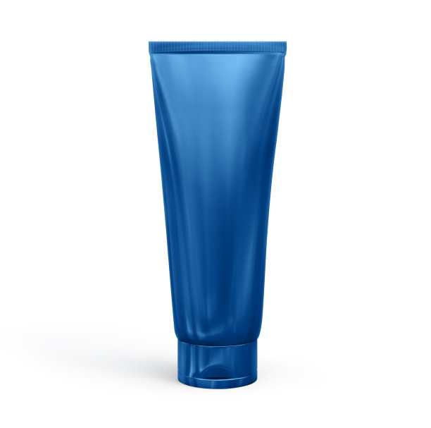 蓝色塑料化妆品管奶油或凝胶模型孤立在白色背景上。三维渲染图片下载