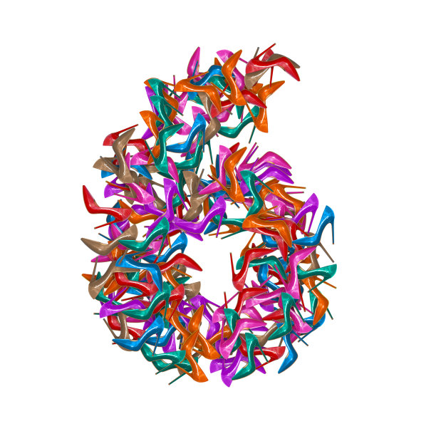 3 d字母。一组数字制成的高跟鞋，3d渲染，6图片下载