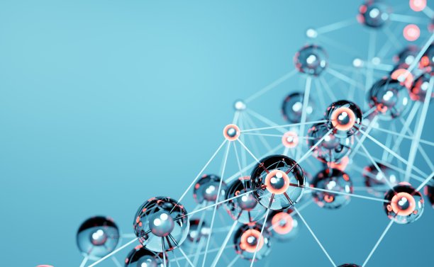 摘要背景，DNI，分子结构，链可视化背景。制药生物化学，医疗技术。3D渲染插图与空间的信息或文本图片下载