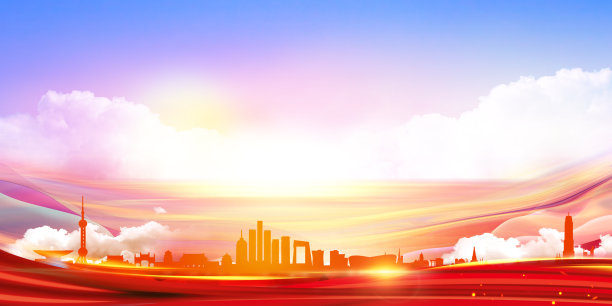 七彩天空下的城市4图片下载