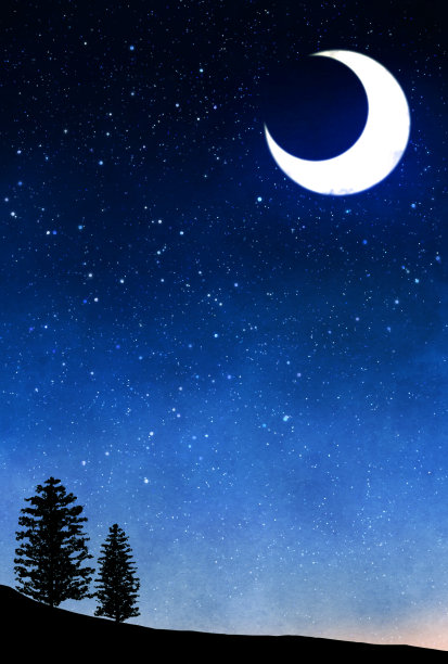 美丽的水彩夜空背景插图图片下载