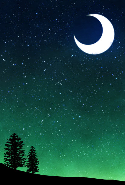 美丽的水彩夜空背景插图图片下载