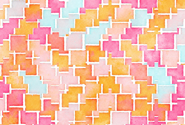 美丽的水彩正方形图案背景插图图片下载