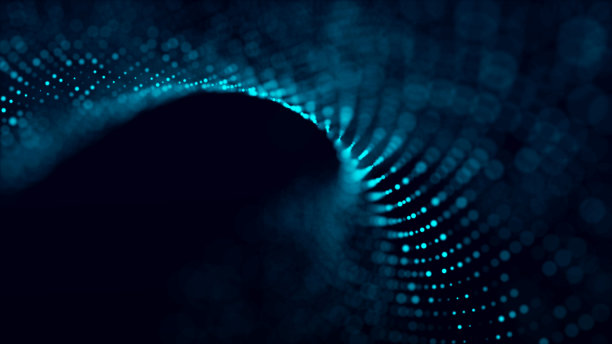 数字技术。运动中发光粒子的未来背景。数据量大。3 d渲染。图片下载