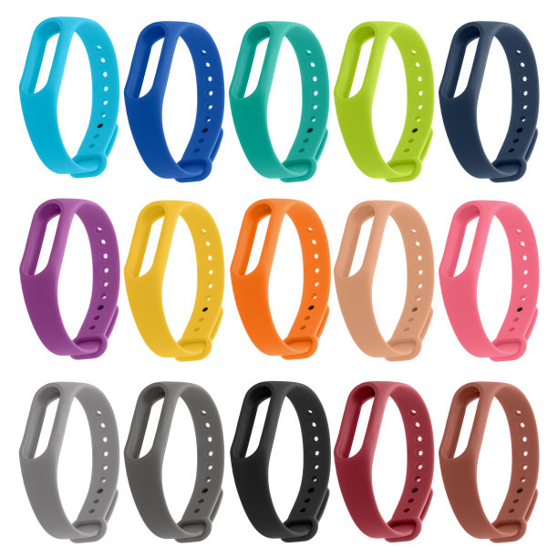 一个健身手镯的表带，不同颜色的硅胶表带，孤立在白色背景上，拼贴图片下载