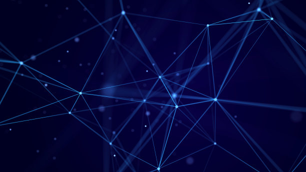 三角形在空间中的分布网络连接结构。大数据数字化背景。3 d渲染。图片下载