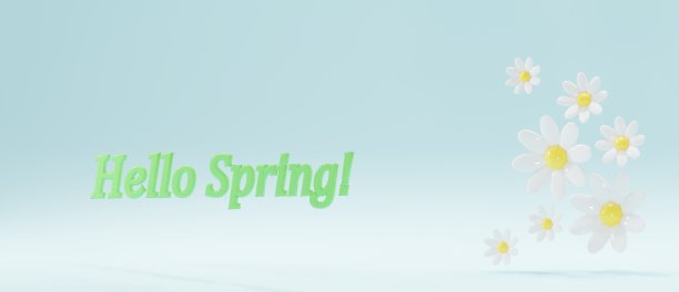 3 d的花。春天组成了一束雏菊。3 d渲染图图片下载