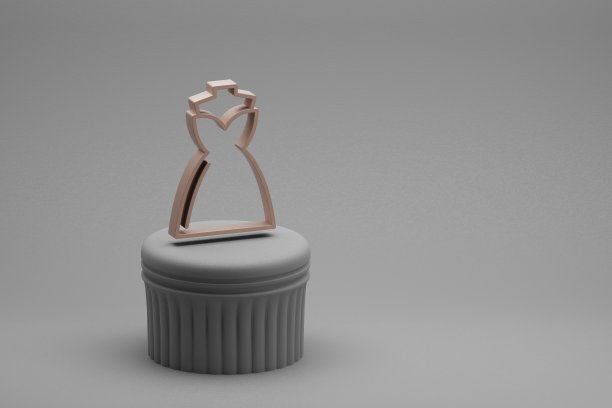 美妙的结婚礼服标志图标在柱的立场和beton背景。3 d渲染插图。背景图案设计。结婚的那一天。图片下载