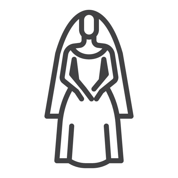 新娘在婚纱线图标图片下载