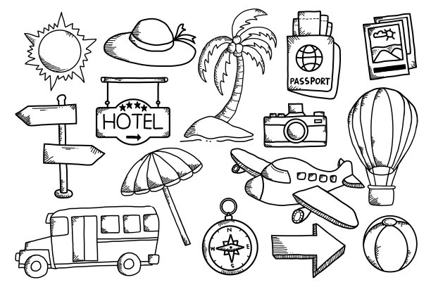 旅行涂鸦矢量收集图片下载