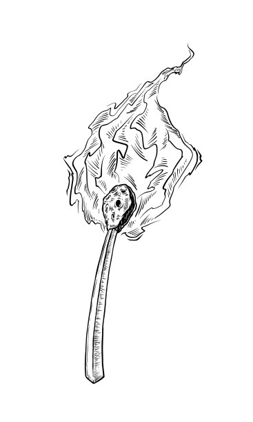 燃烧的匹配。向量图形插图在白色背景上卡通风格。图片下载