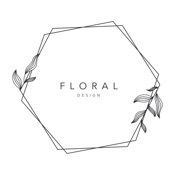 花架标志婚礼框架六边形几何邀请卡模板手绘矢量插图图片下载