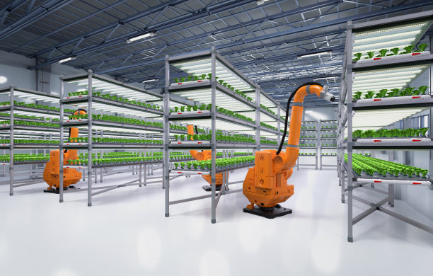 机械臂向温室植物喷洒肥料图片下载