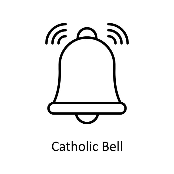 天主教钟矢量轮廓图标设计插图。复活节符号在白色背景EPS 10文件图片下载