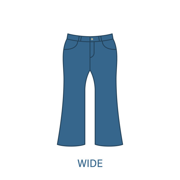 宽裤子类型的女性裤子轮廓图标。现代女装风格。时尚休闲的服装。美丽类型的女性牛仔裤裤子。休闲裤,宽松的裤子。孤立的矢量图图片下载