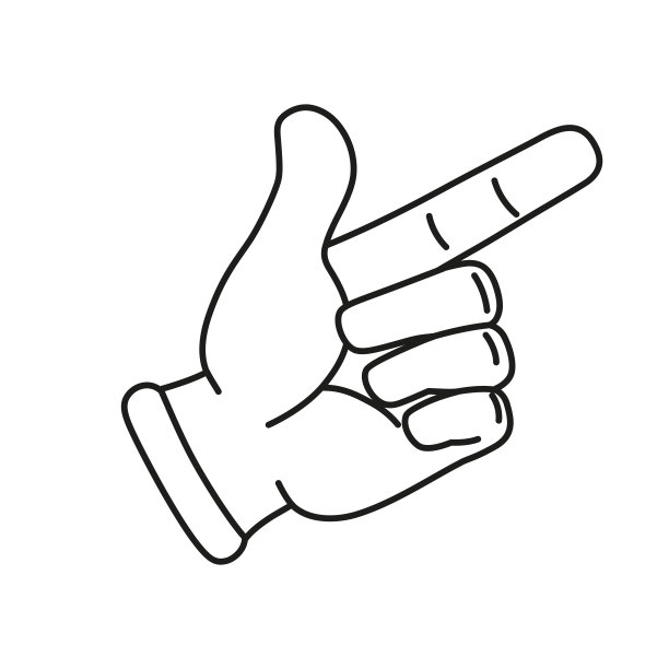 孤立的手卡通轮廓图标做手势矢量图片下载