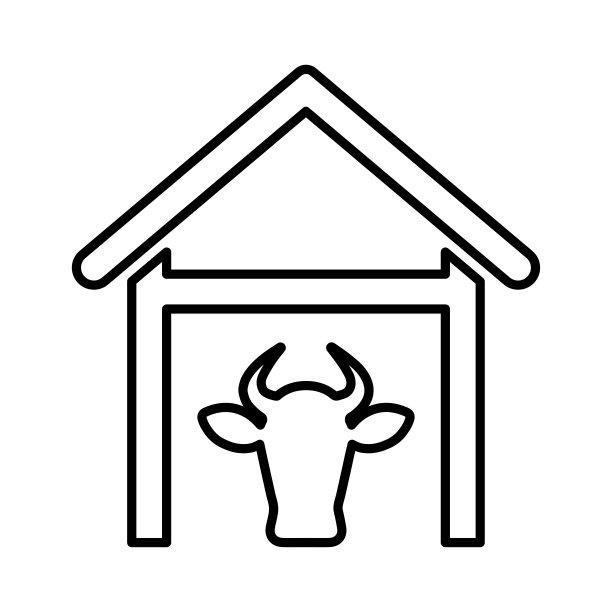 牛生活的地方图标。轮廓向量。图片下载